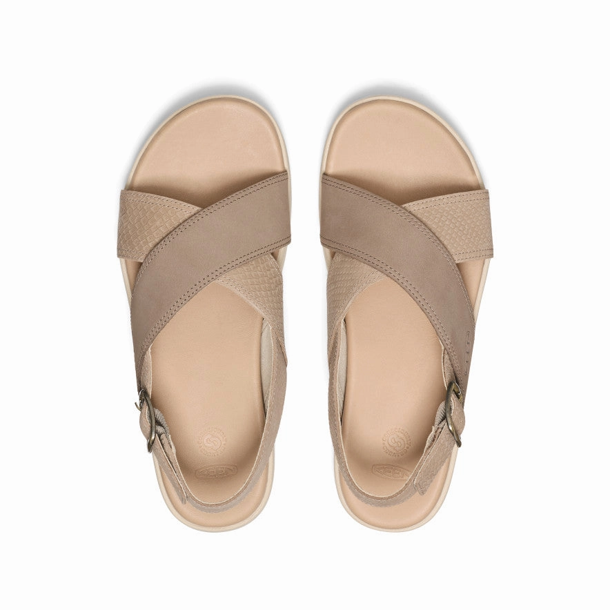 Future-Ready Fit Women'S Elle Luxe Cross Strap Sandal  |  Plaza Taupe/Brindle