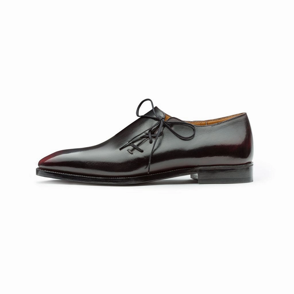 Wholecut Oxford Shoe -  Black And Bordeaux Patina Ease-Forward Fit Utility In Style