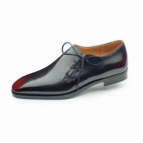 Dynamic Looks Wholecut Oxford Shoe -  Black And Bordeaux Patina
