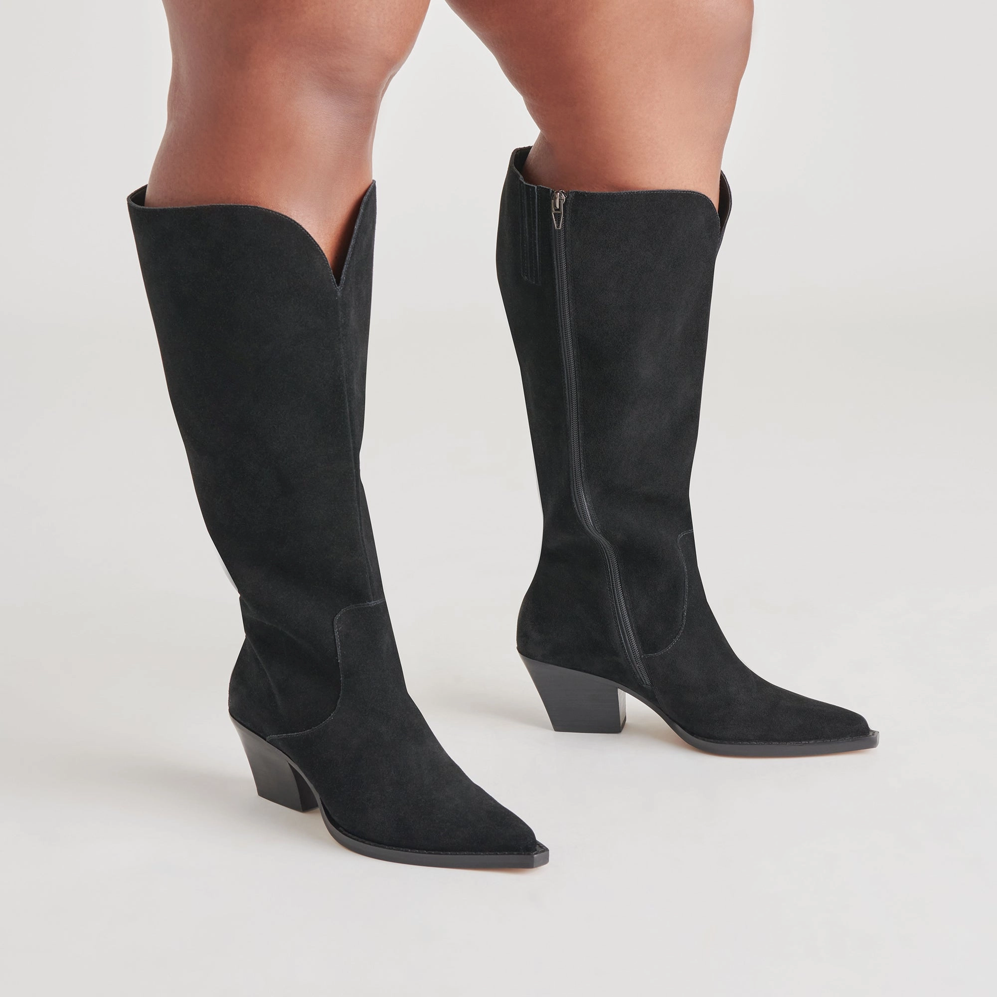 Raj Extra Wide Calf Boots Onyx Suede Simple City