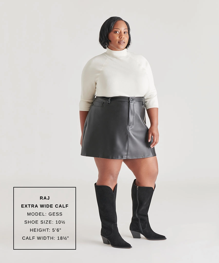 Raj Extra Wide Calf Boots Onyx Suede City-Proof