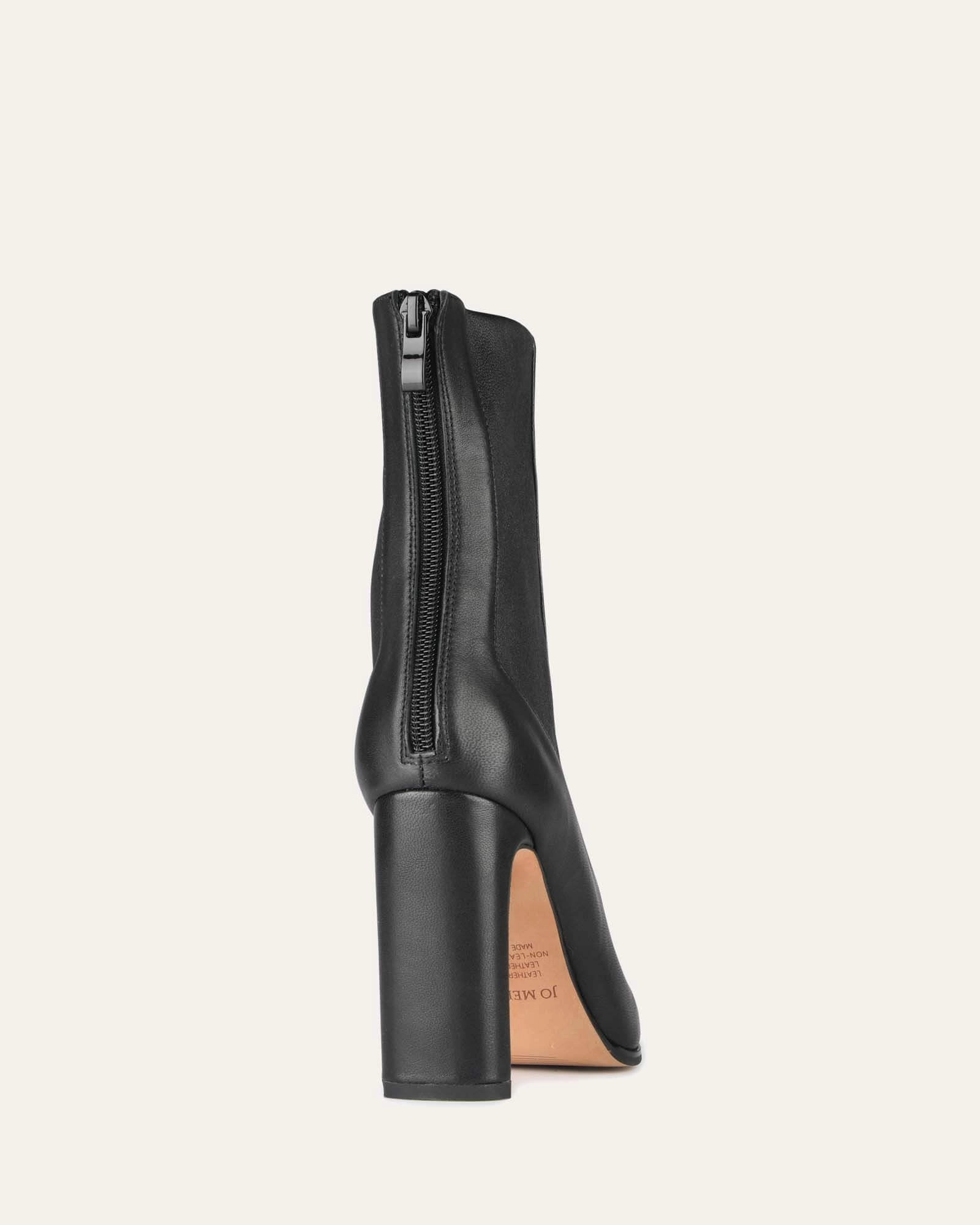 June High Ankle Boots Black Leather Clean Movement