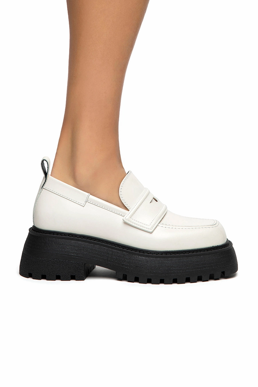 Quiet Boldness Confident Comfort Sofia Lord Loafer Shoe In Ivory