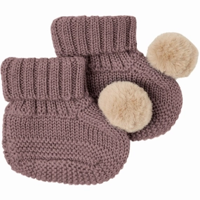 Crafted In Flow Name It Peppercorn Wrilla Wool Knit Slippers With Pom Pom