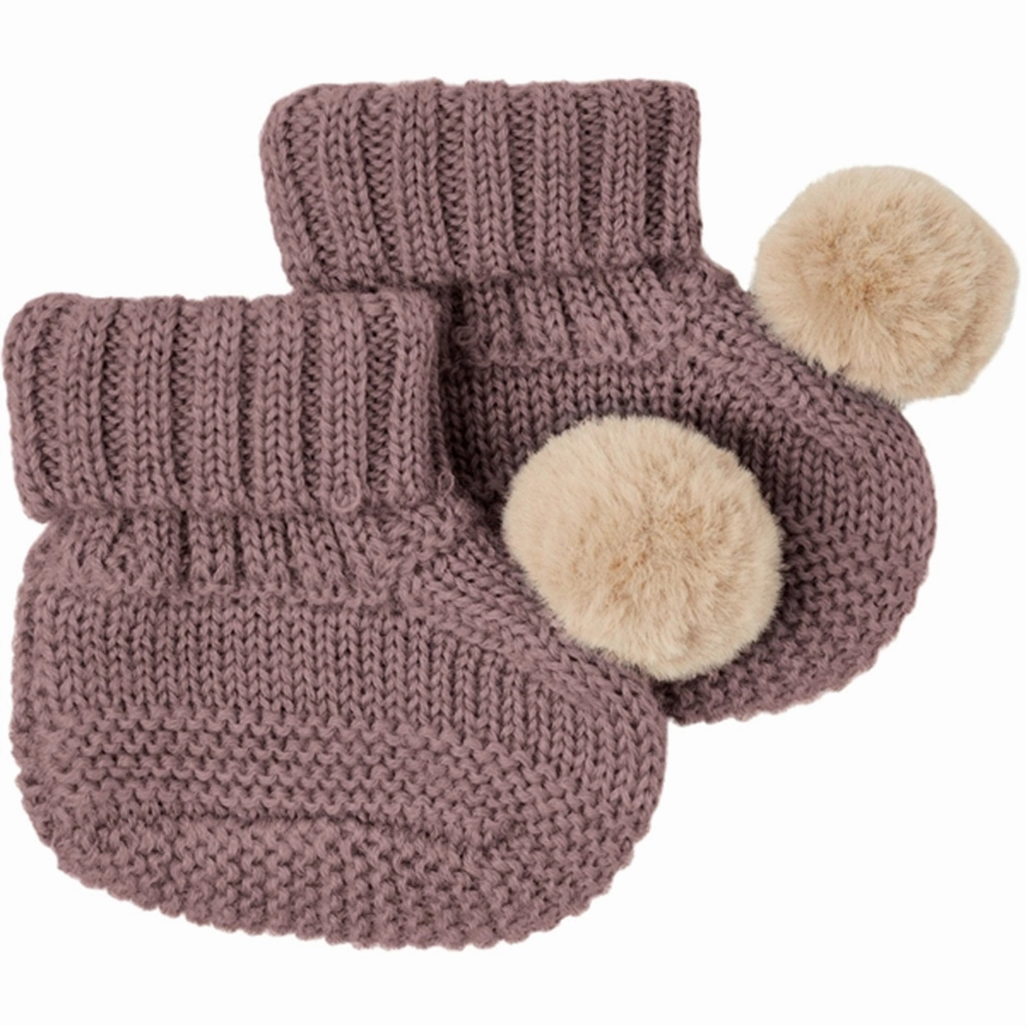 Crafted In Flow Name It Peppercorn Wrilla Wool Knit Slippers With Pom Pom