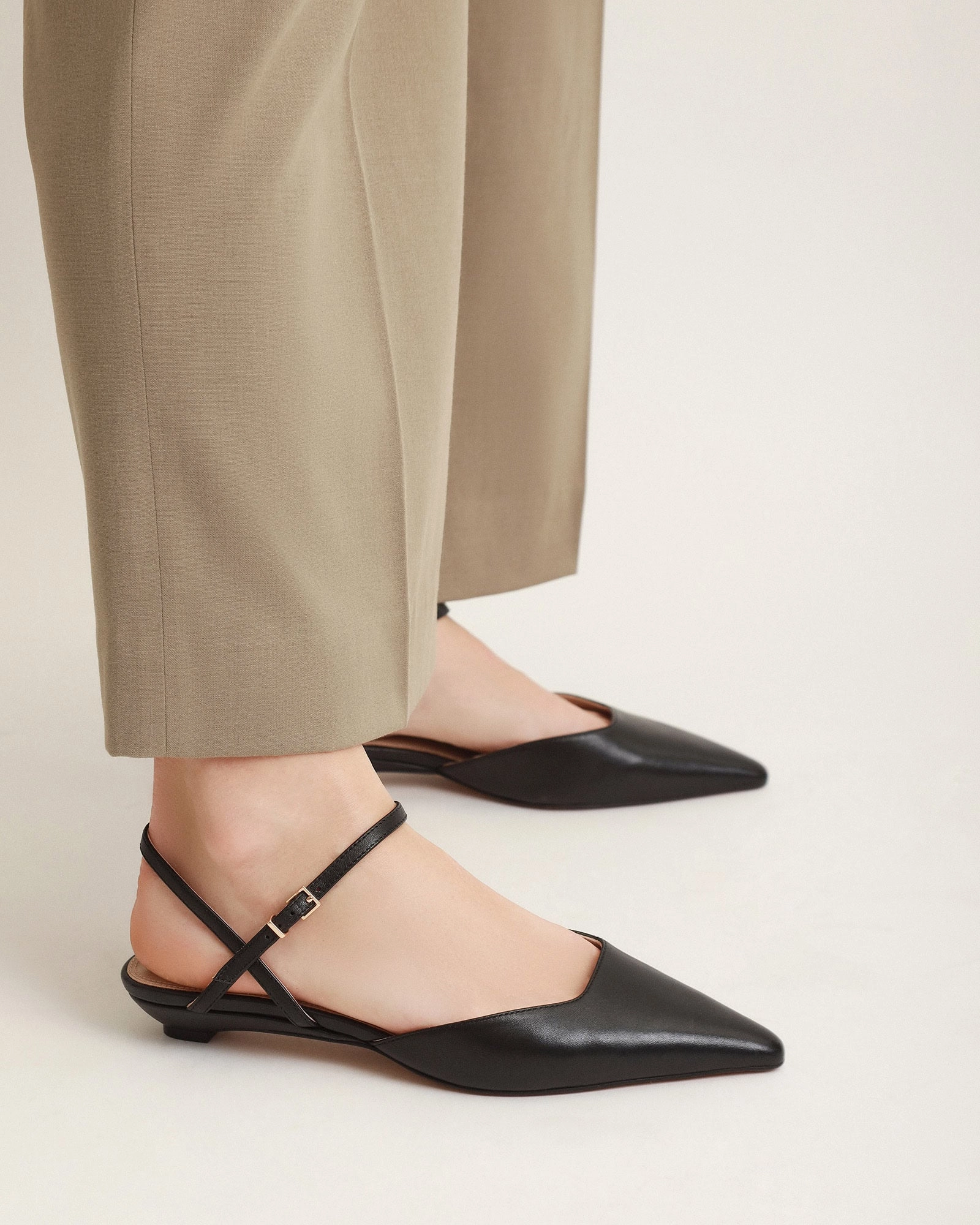Purpose-Led Virginie Dress Flats Black Leather