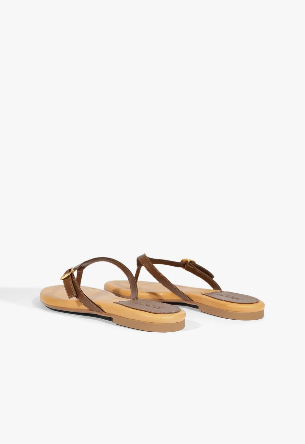 Everyday Ease Design Under Control Sonia Brown Leather Flat Sandal