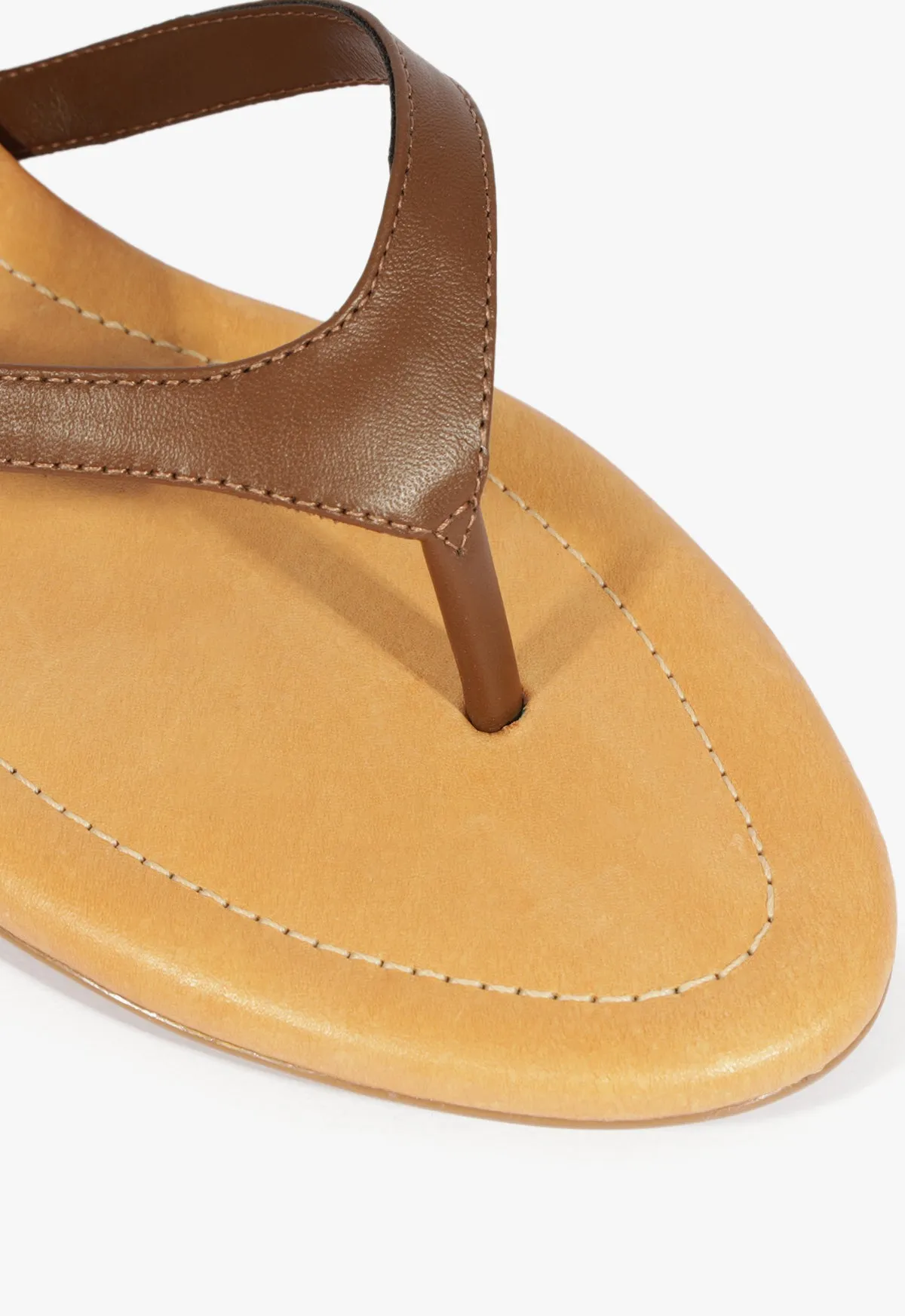 Cool Tones Sonia Brown Leather Flat Sandal