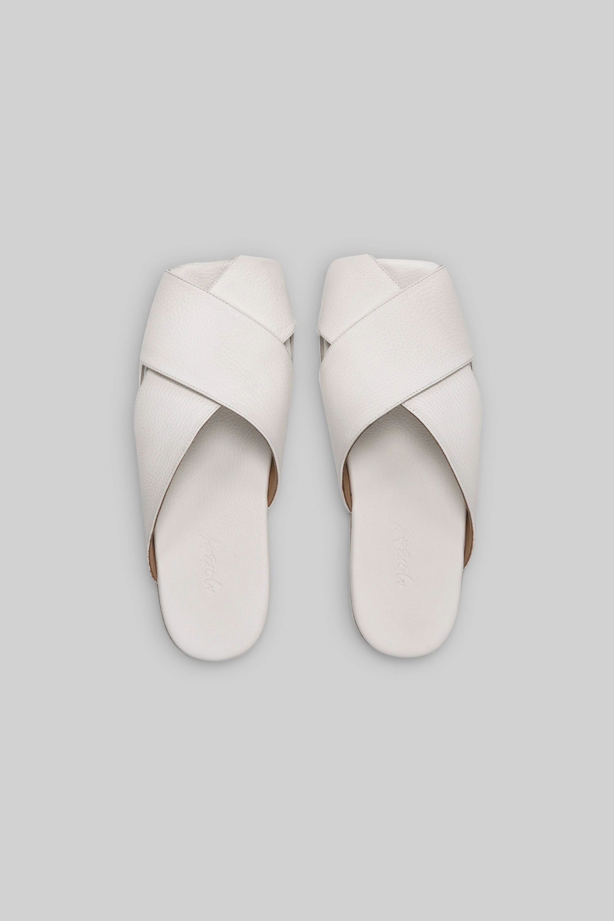 Spatola Crossover Leather Slide In Optical White Clean Direction