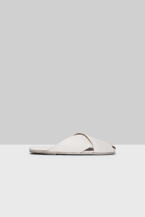 Edge-Layered Everyday Sleek Spatola Crossover Leather Slide In Optical White