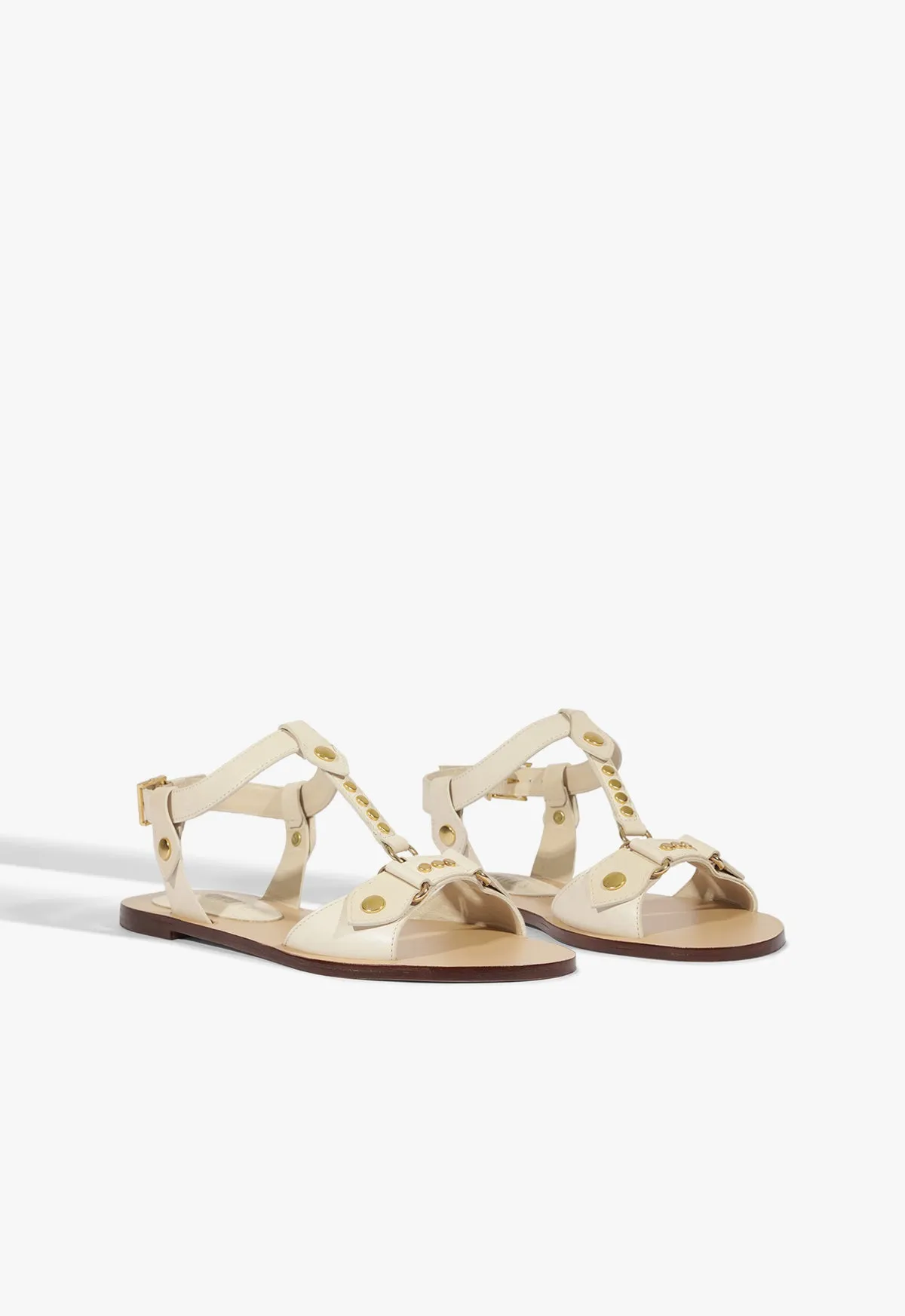 Stevie White Leather Flat Sandal Grounded Luxury Purpose-Led