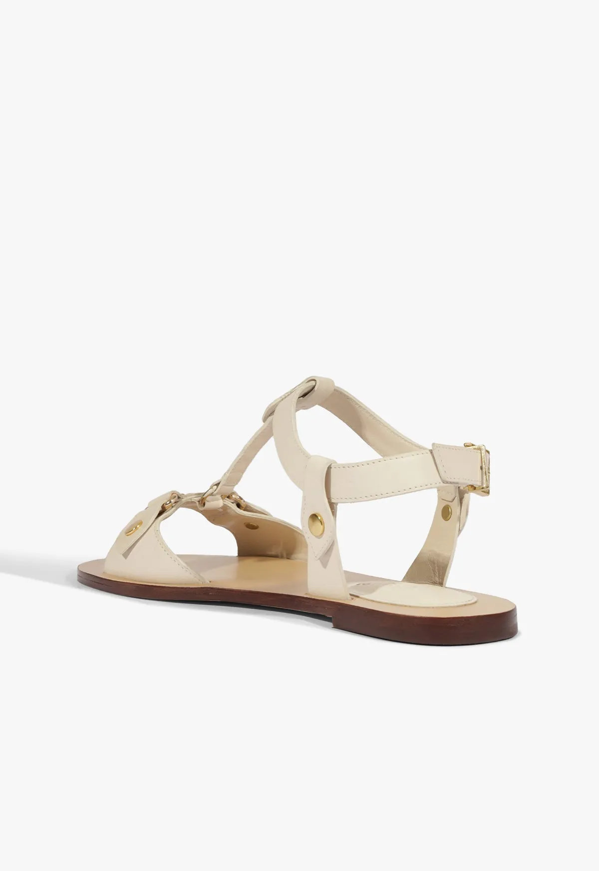 Stevie White Leather Flat Sandal Living Flow