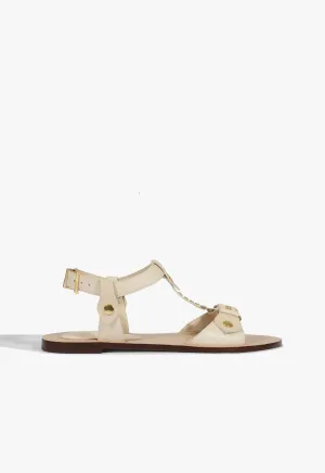 Stevie White Leather Flat Sandal Go-Easy Gear Subtle Evolution