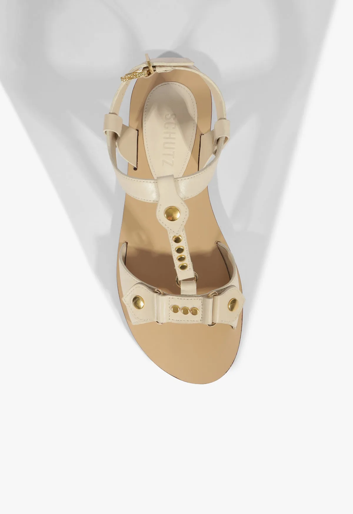 Dynamic Presence Stevie White Leather Flat Sandal