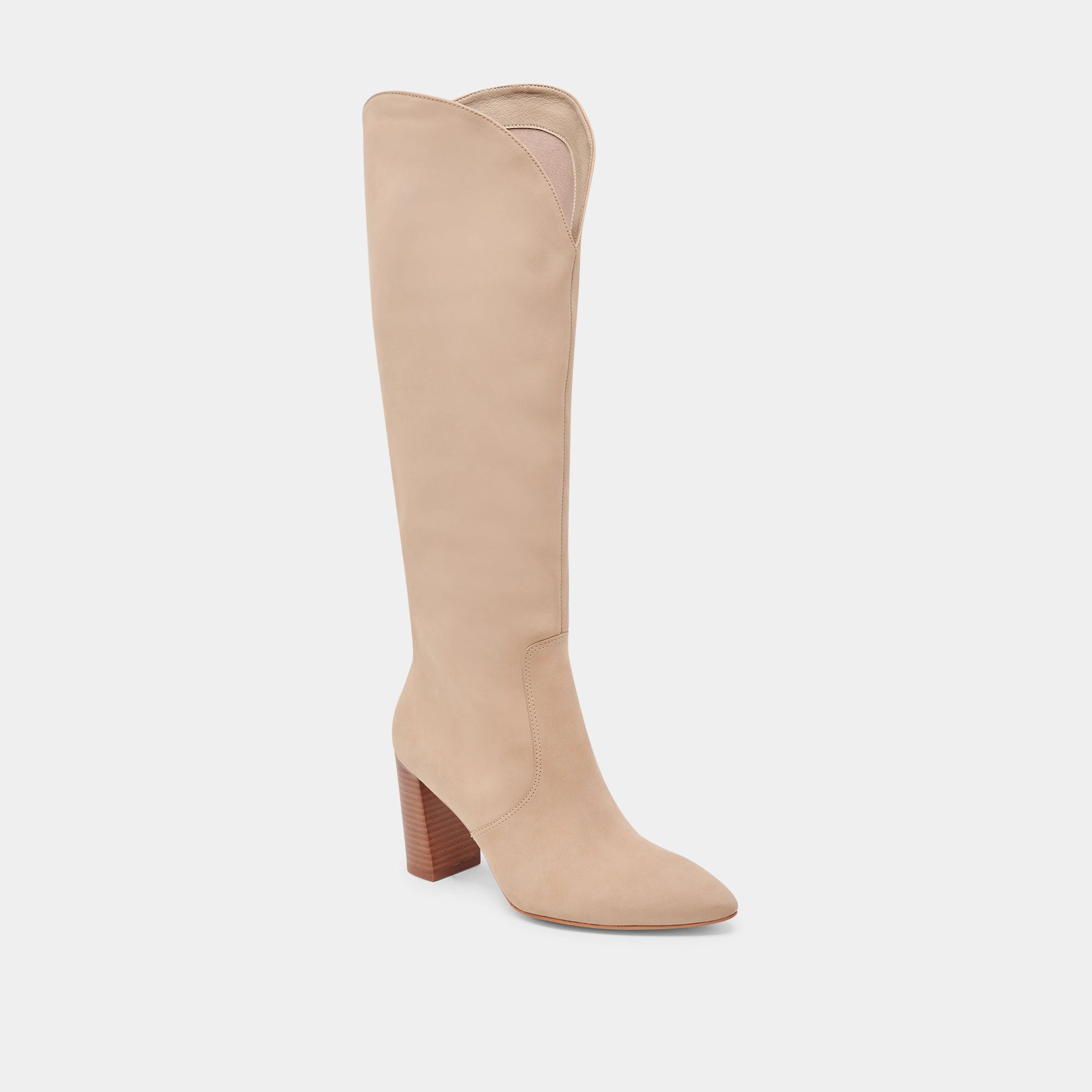 Style Meets Tech Refined Presence Nedi Wide Calf Boots Dune Nubuck