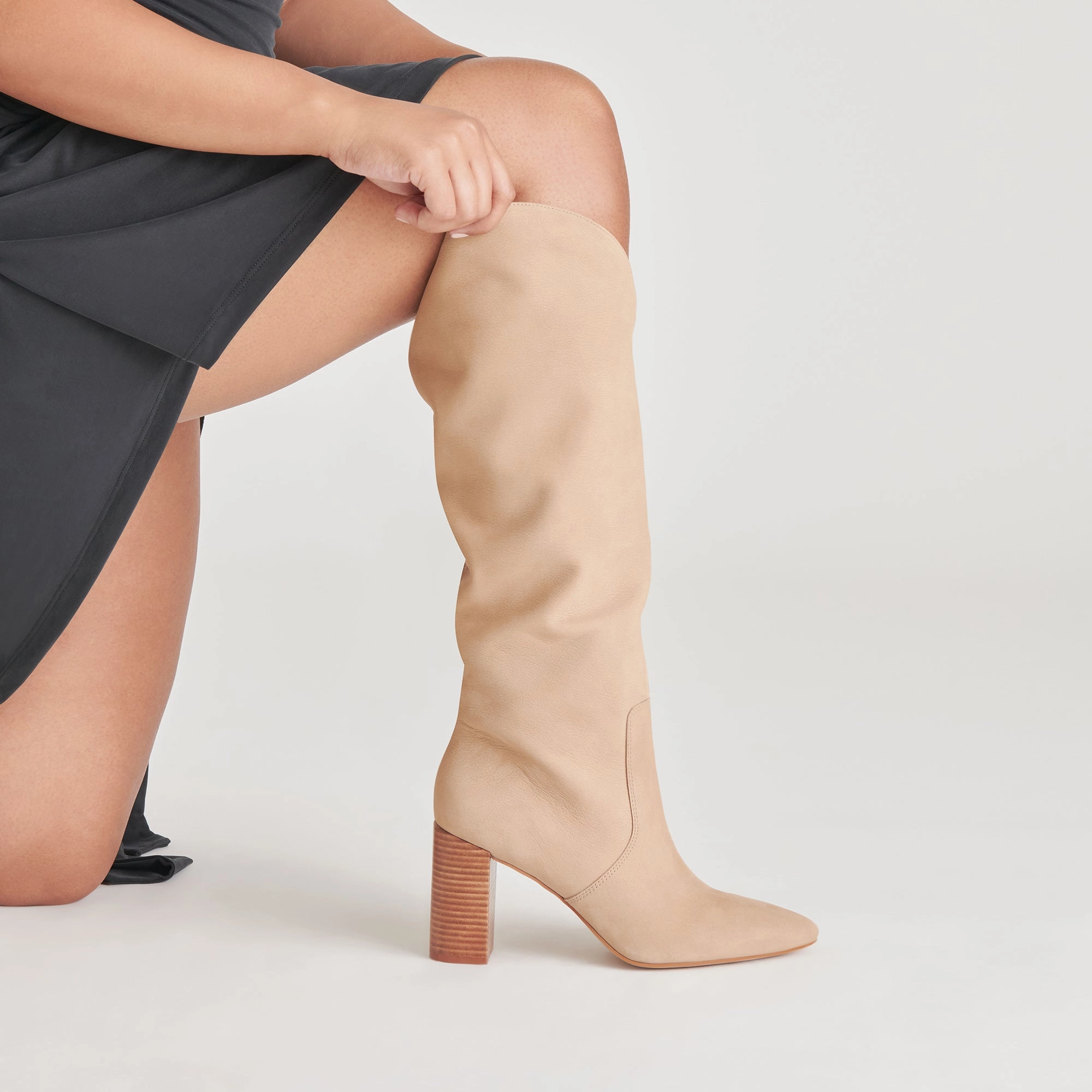 Crafted To Move Nedi Wide Calf Boots Dune Nubuck