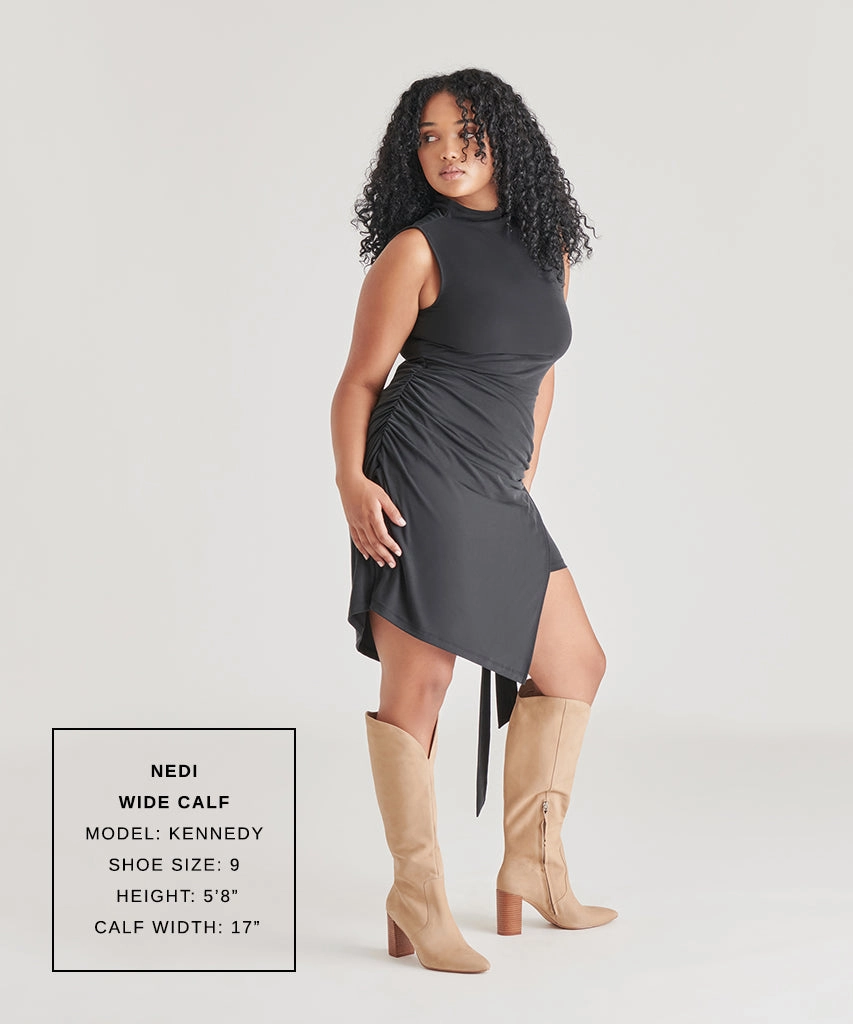Minimalist Edge Nedi Wide Calf Boots Dune Nubuck