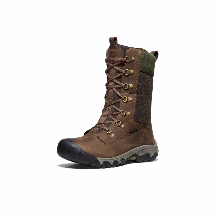 Refined Tone Women'S Greta Tall Waterproof Boot  |  Dark Earth/Green Plaid