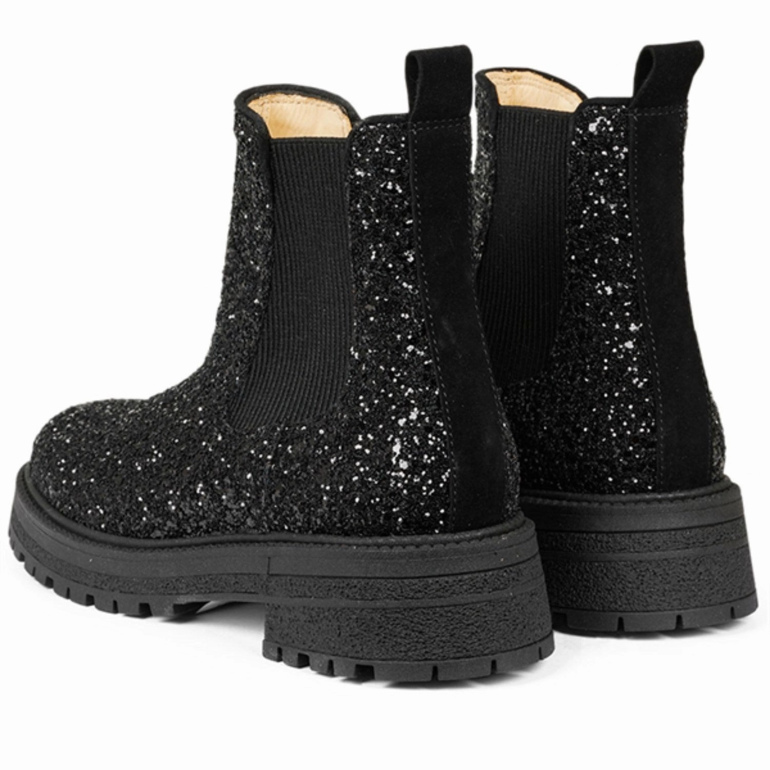 Angulus Black Glitter/Black/Black Glitter Chelsea Boot P? Track?L New Neutral