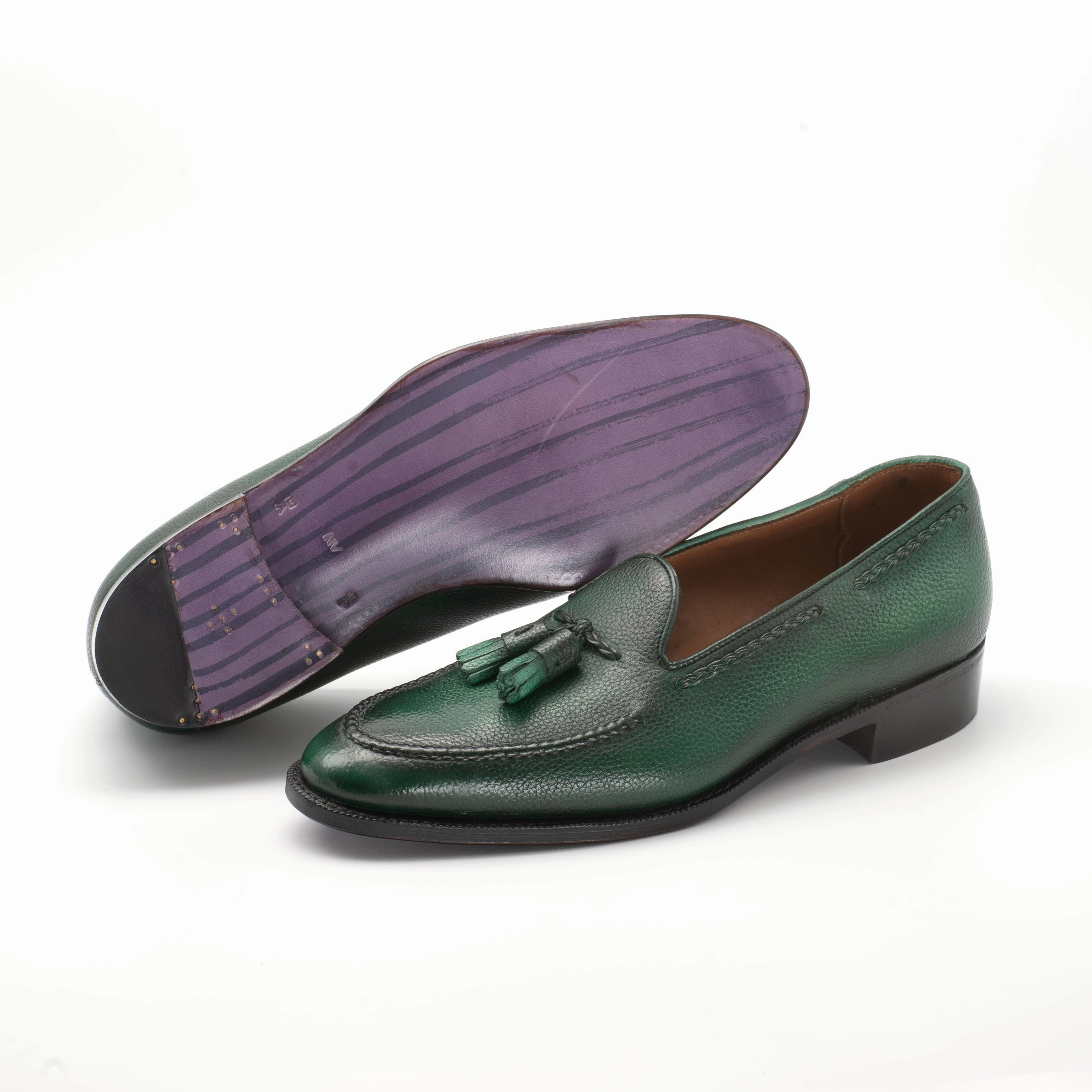 Flex And Fit Ease In Motionwear Gillespie Tassel Loafer - Deep Green Handmade Patina