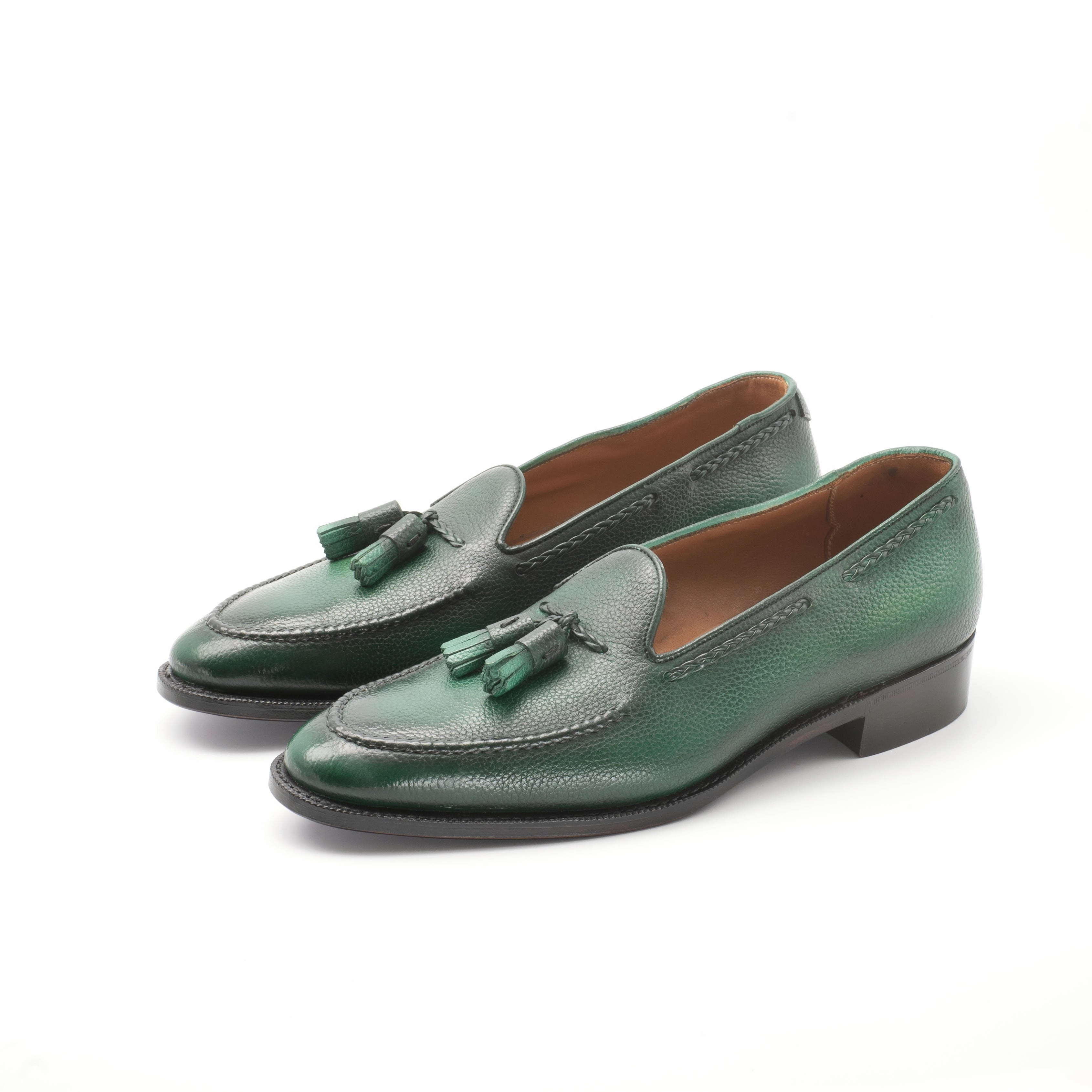 Gillespie Tassel Loafer - Deep Green Handmade Patina Pulse Of The City