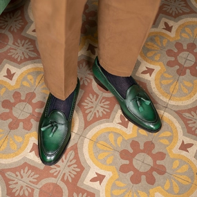 Gillespie Tassel Loafer - Deep Green Handmade Patina Flow-Forward Gear Functional Aesthetic