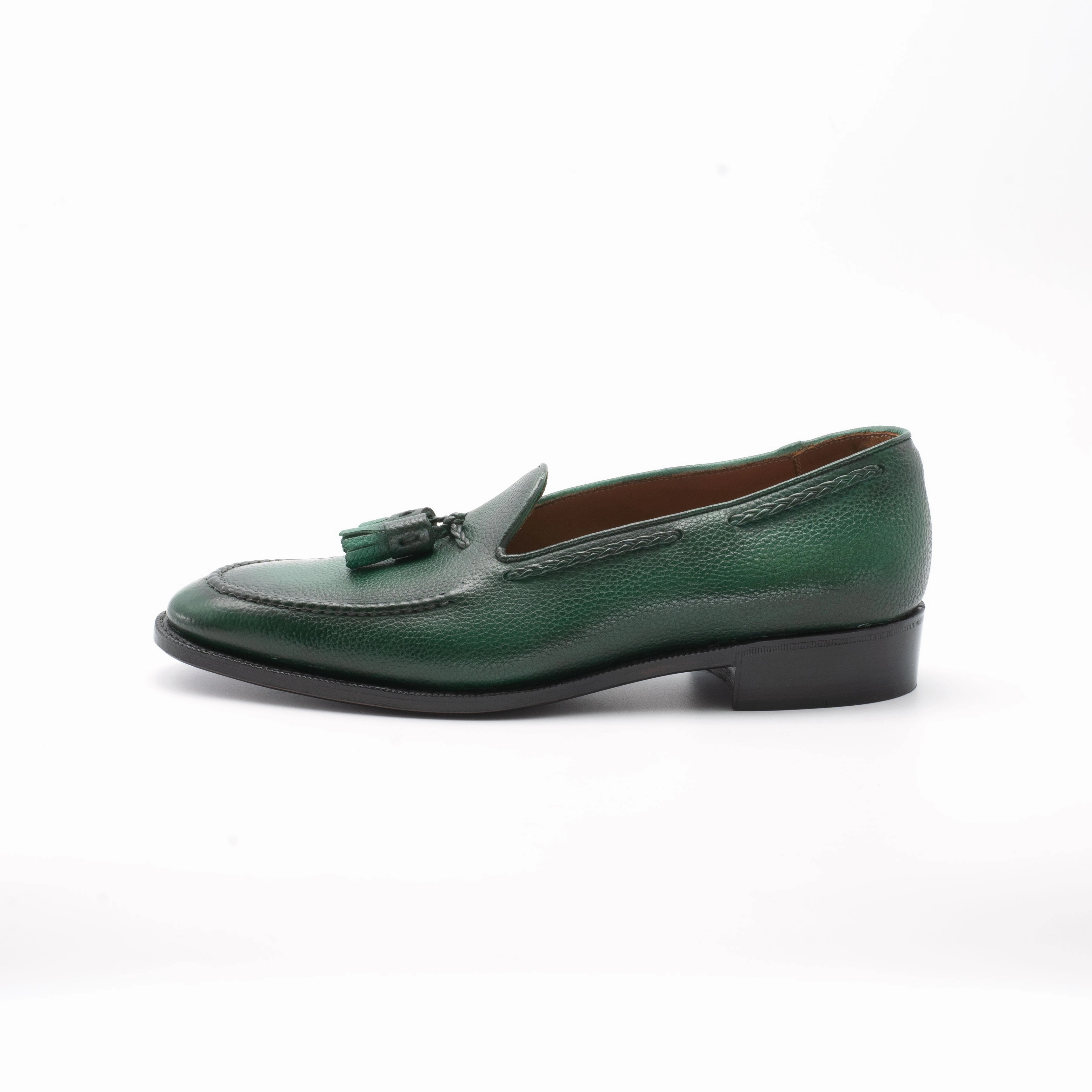 Quiet Fit Go Further Gillespie Tassel Loafer - Deep Green Handmade Patina
