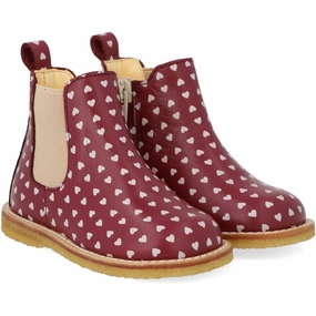 Designed To Shift Angulus Berry Hearts/Rose Classic Beginner Chelsea Boot With Print