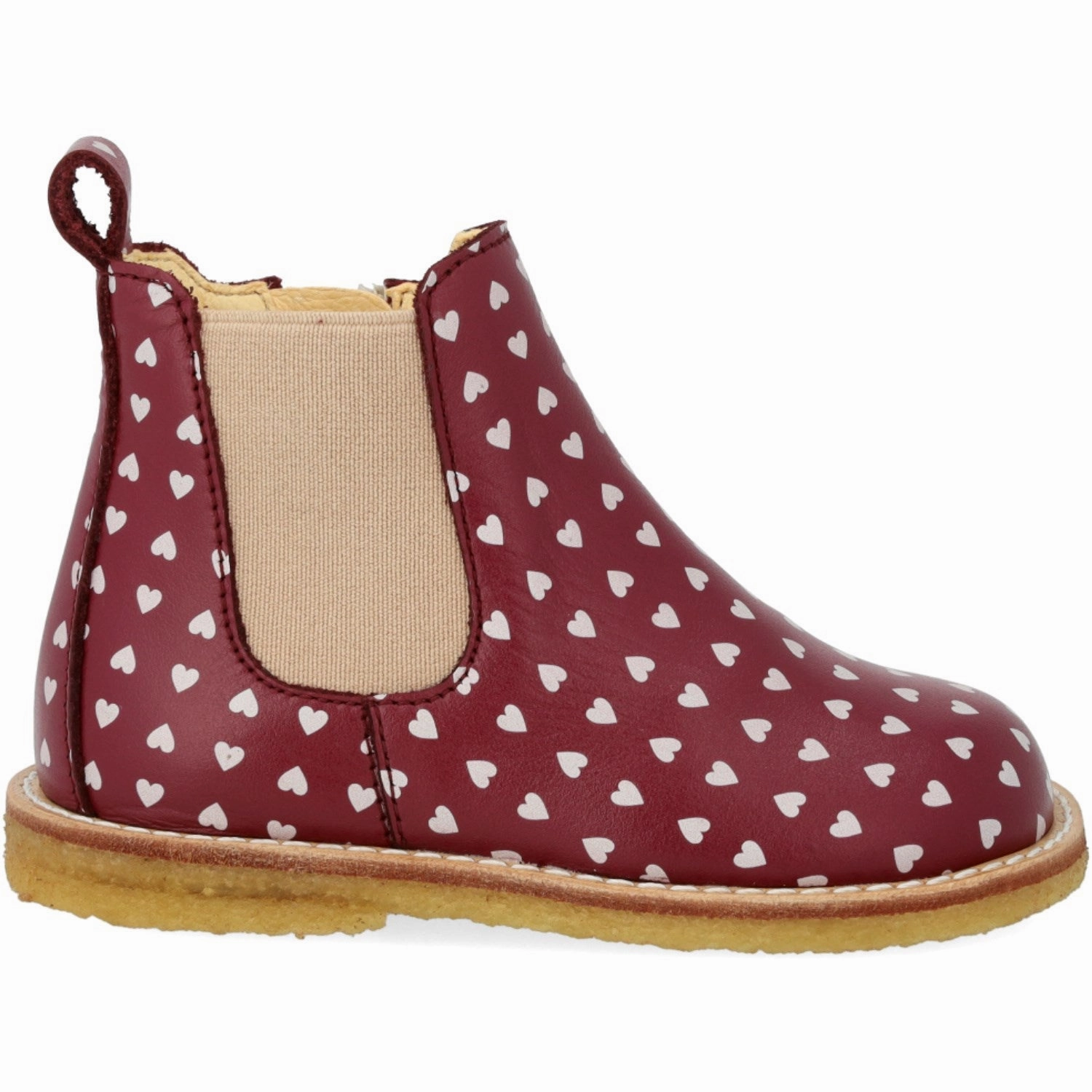 Essential Structure Laid-Back Luxe Angulus Berry Hearts/Rose Classic Beginner Chelsea Boot With Print