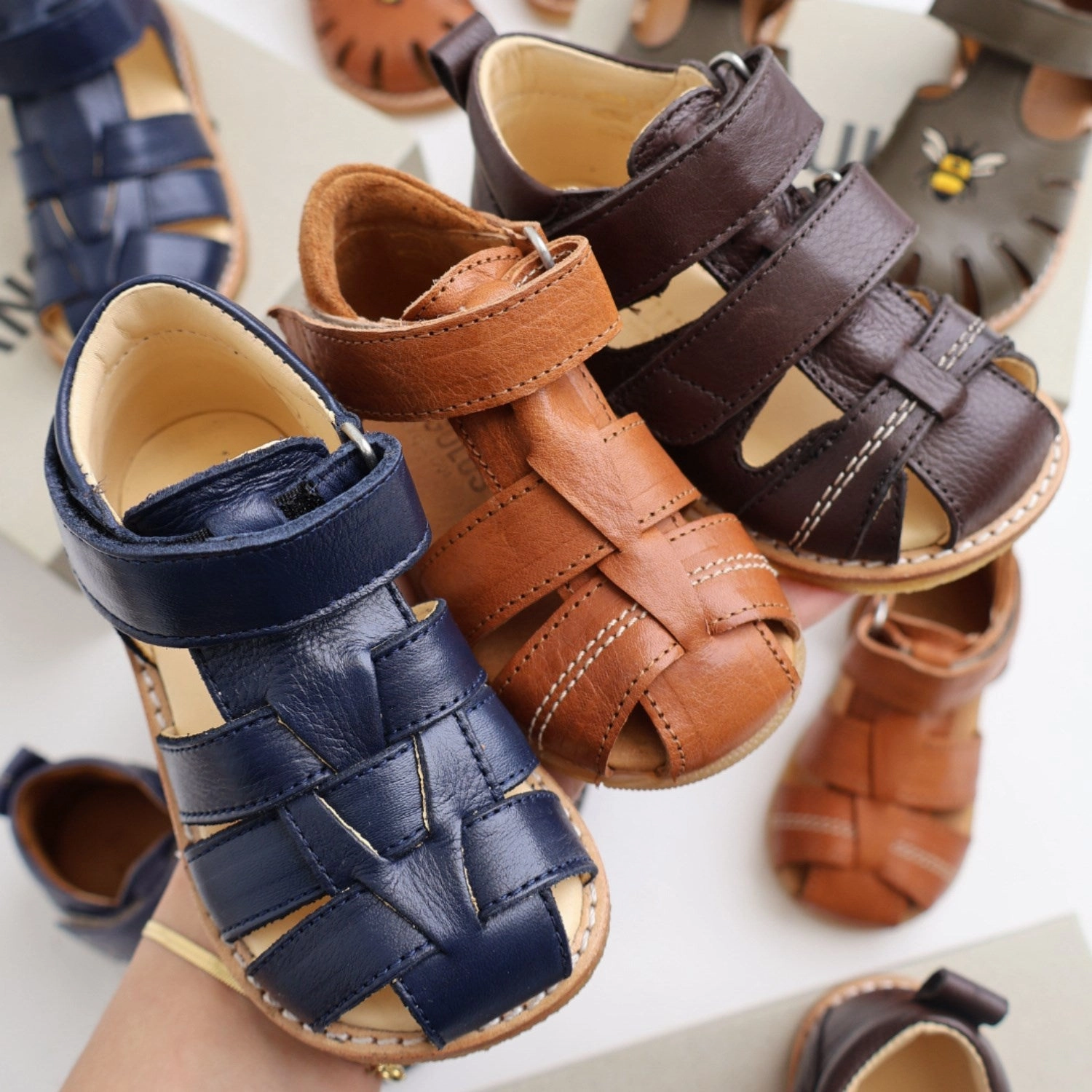 Season-Neutral Crafted Fit Angulus Navy Beginner Sandal Med Velcro Closure