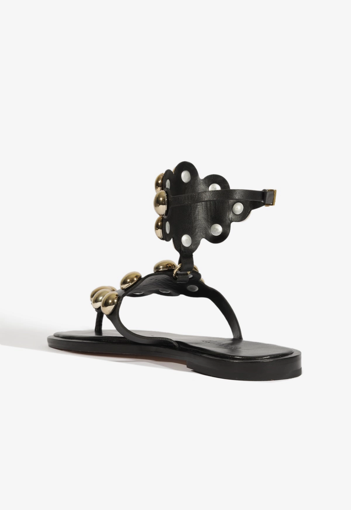 Style Simplified Seasonless Energy Mist Black Leather Flat Sandal