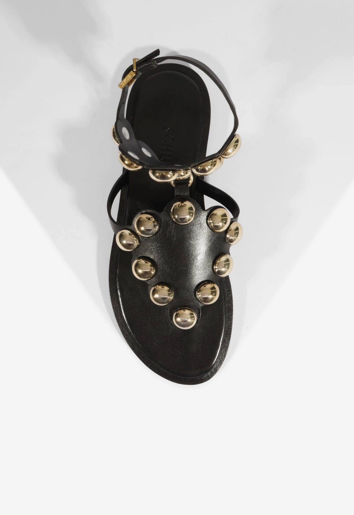 Daily-Ready Versatile Build Mist Black Leather Flat Sandal
