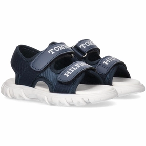 Tommy Hilfiger Logo Velcro Sandal Blue Clean Forms