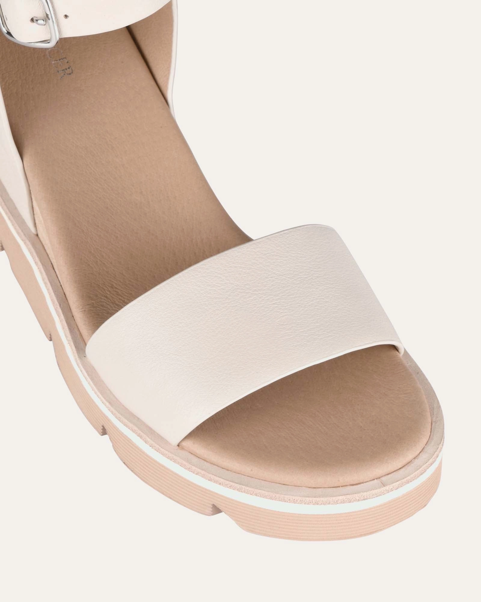 All-Weather Vibe Katie Mid Heel Wedge Sandals Bone Leather