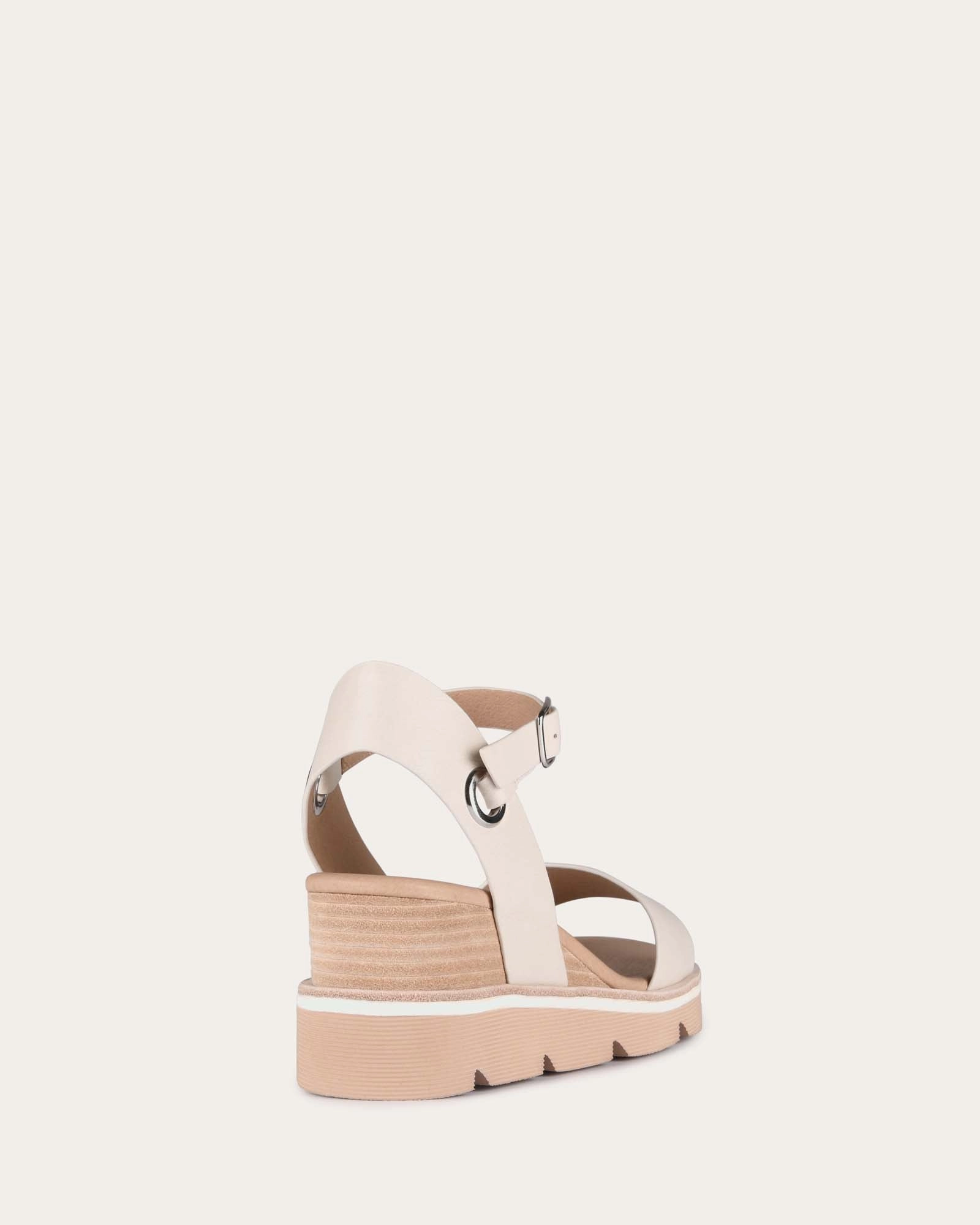 Precision In Style Katie Mid Heel Wedge Sandals Bone Leather
