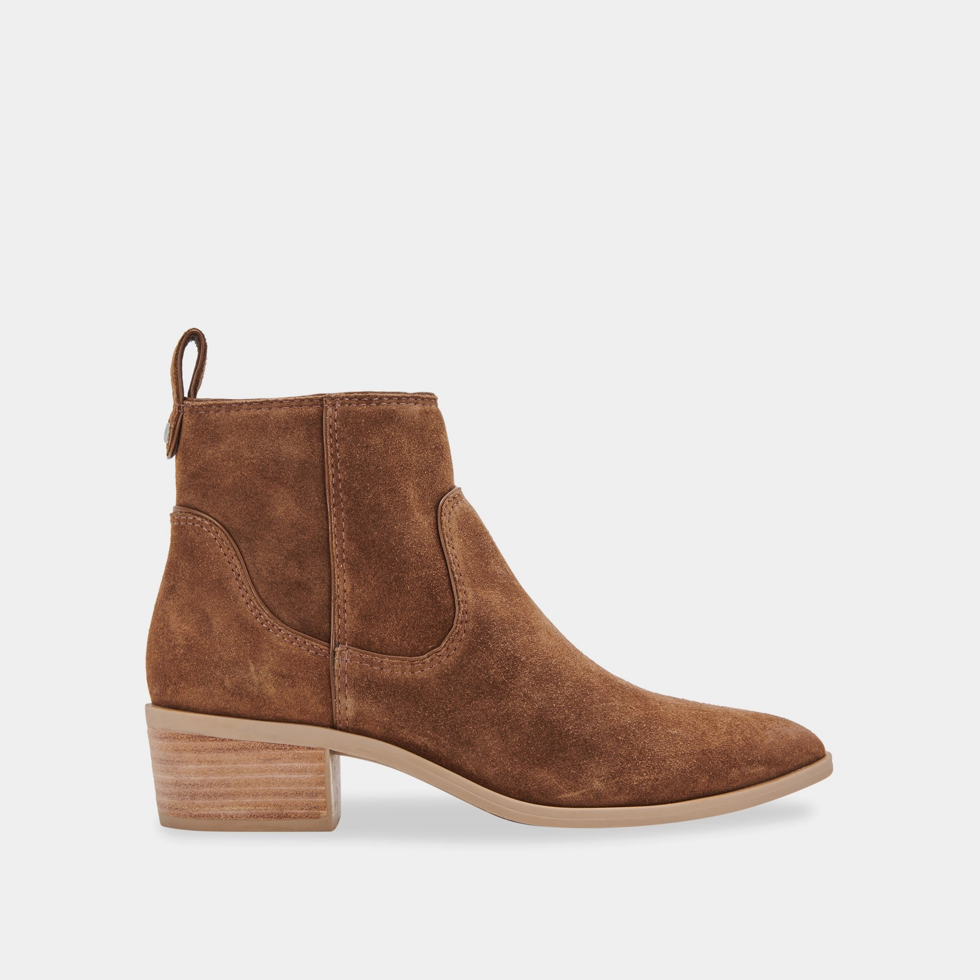Able Booties Dk Brown Suede Layered Motion Designed For Ease