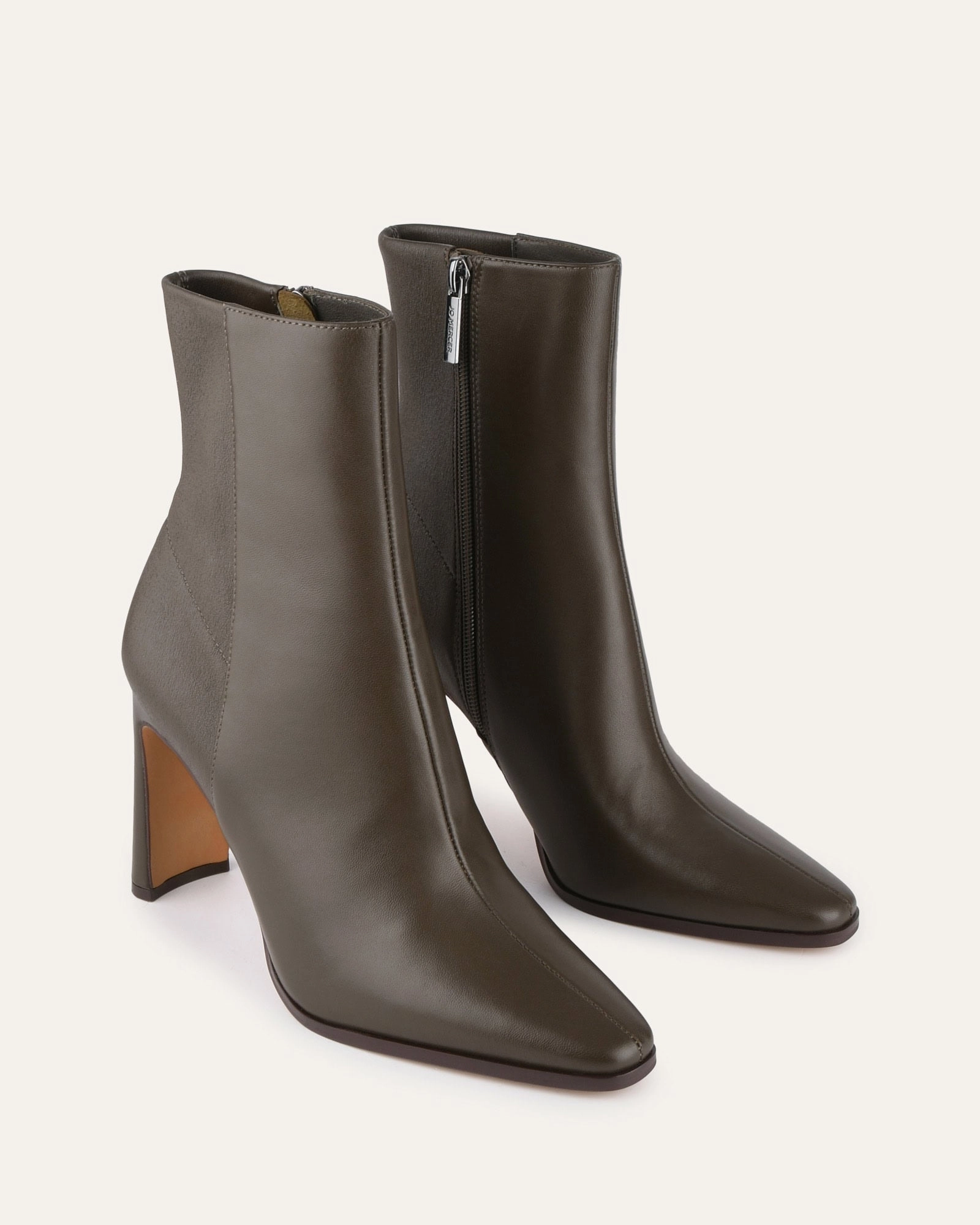 Live Light Hybrid Aesthetic Jemima High Ankle Boots Dark Olive Leather