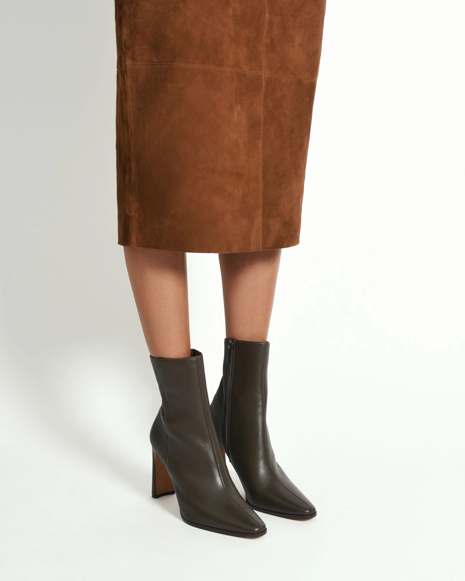 Made To Perform Jemima High Ankle Boots Dark Olive Leather