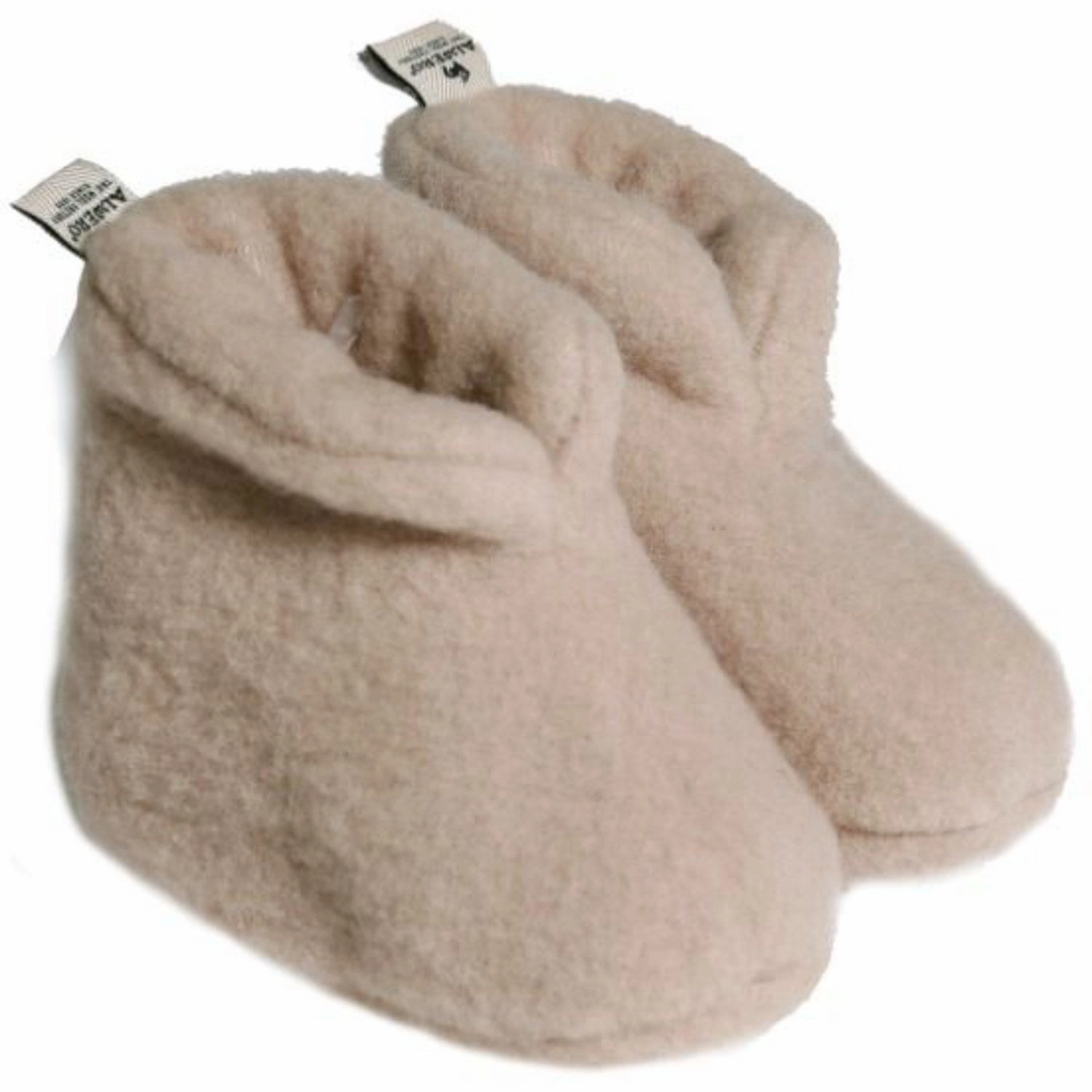 Understated Utility Alwero Beige Newborn Slippers Virgin Wool