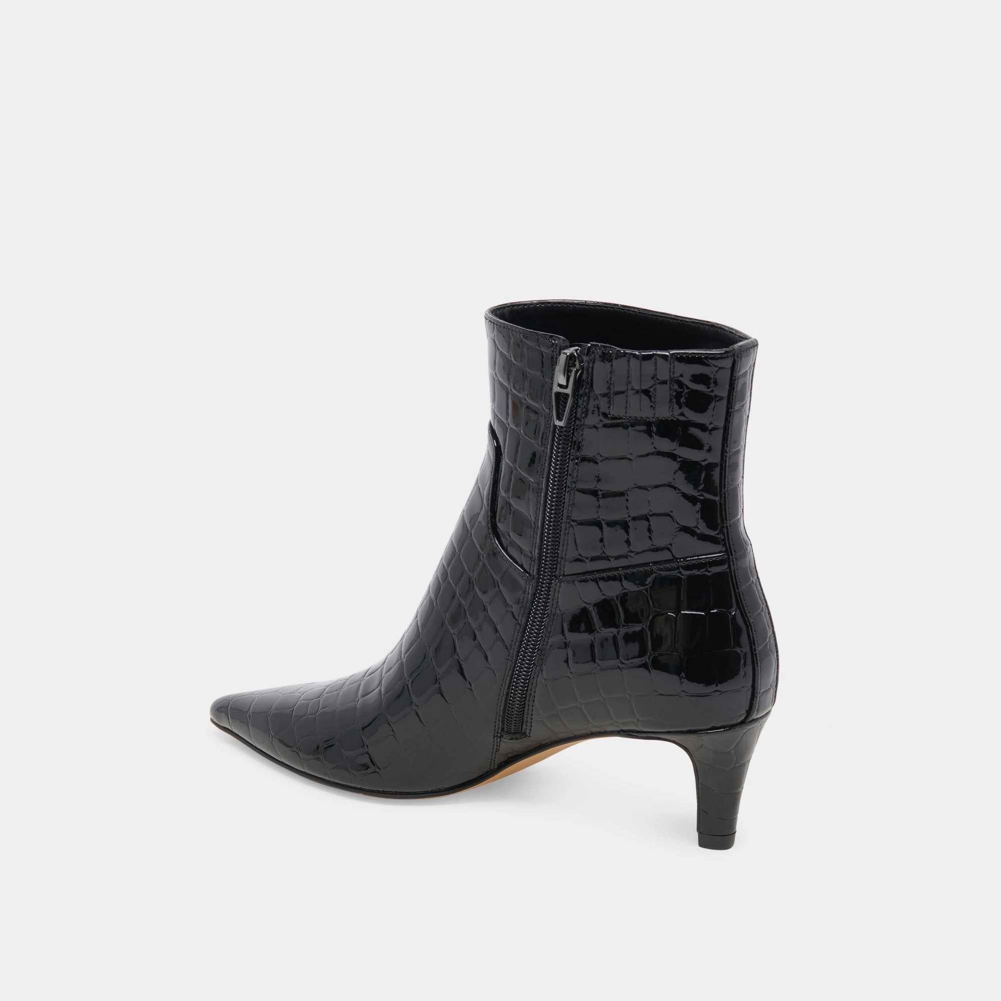 Sondra Booties Noir Embossed Leather Wear With Intent