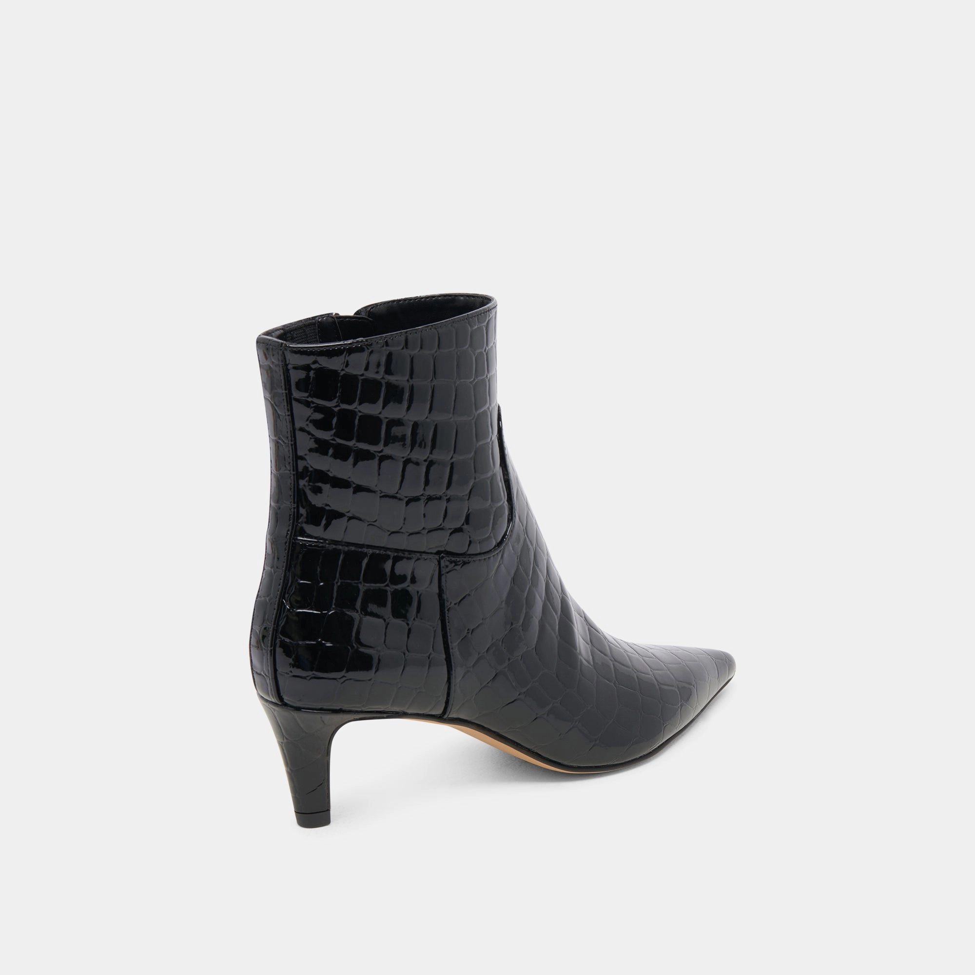 Sondra Booties Noir Embossed Leather Streamlined Fit