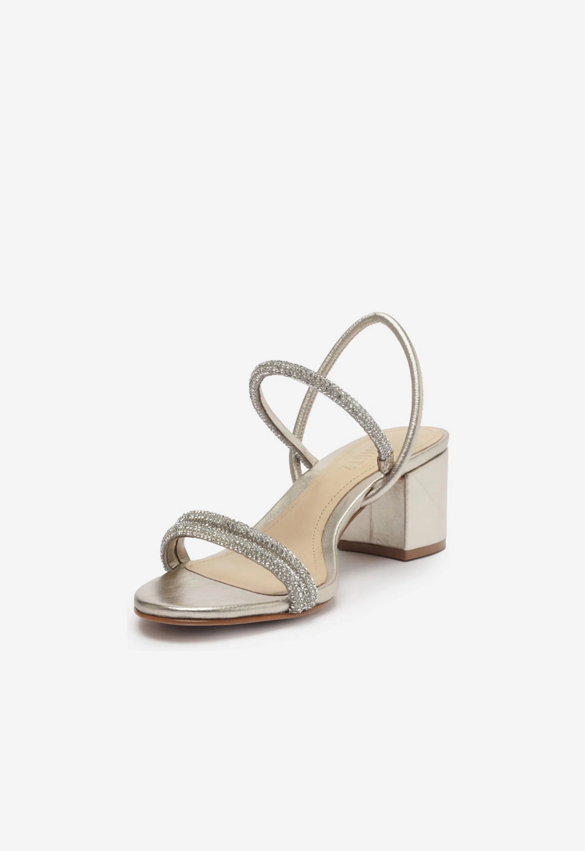 Whiteley Block Metallic Leather Sandal Form Meets Calm