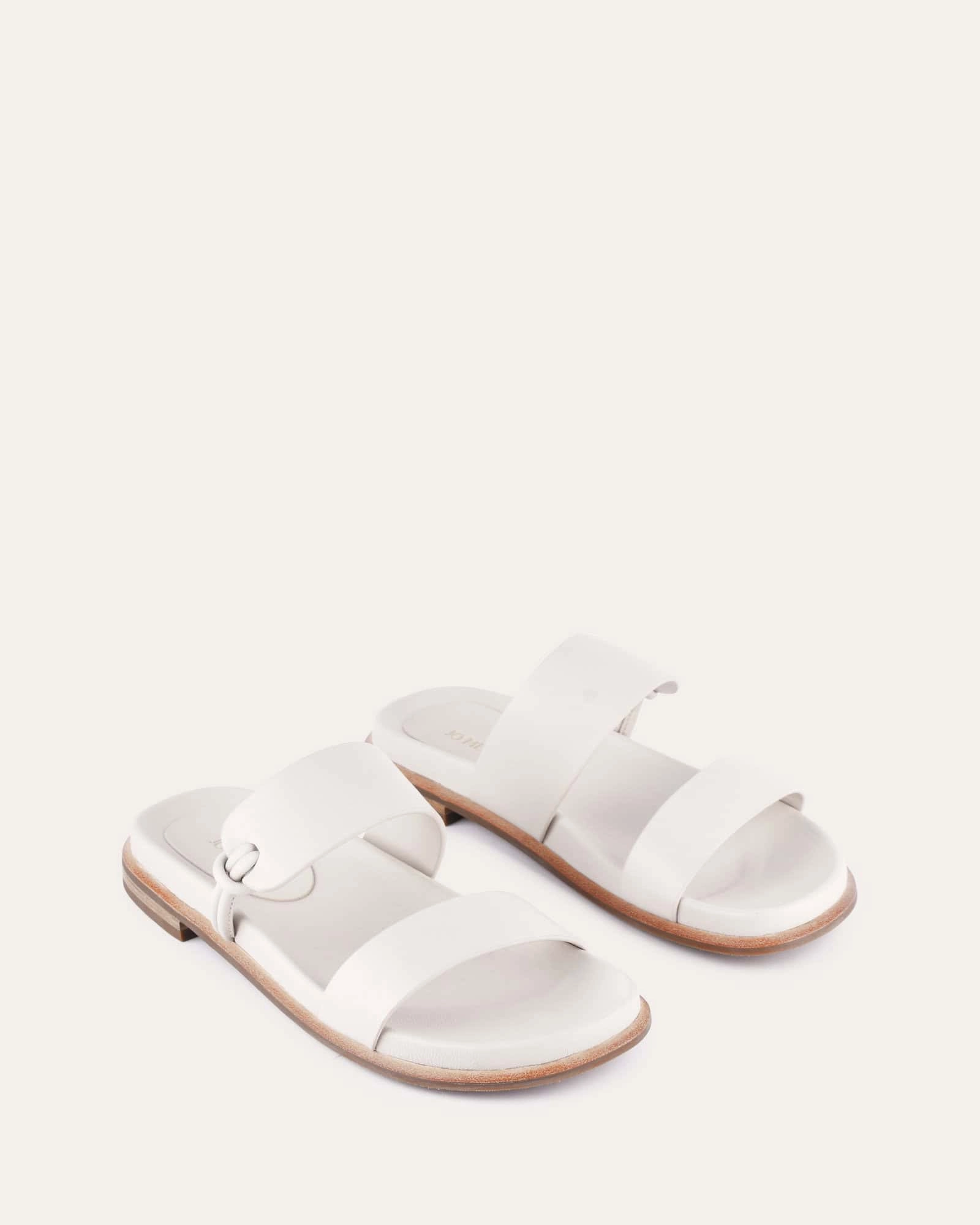 Hayes Flat Sandals Off White Leather Layer Light