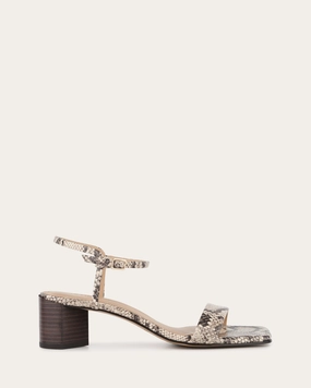 Helen Mid Sandals Natural Snake Print Leather Minimal Mode Smooth Silhouettes