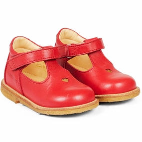 Layered Motion Angulus Starter Mary Janes With Heart And Velcro Red