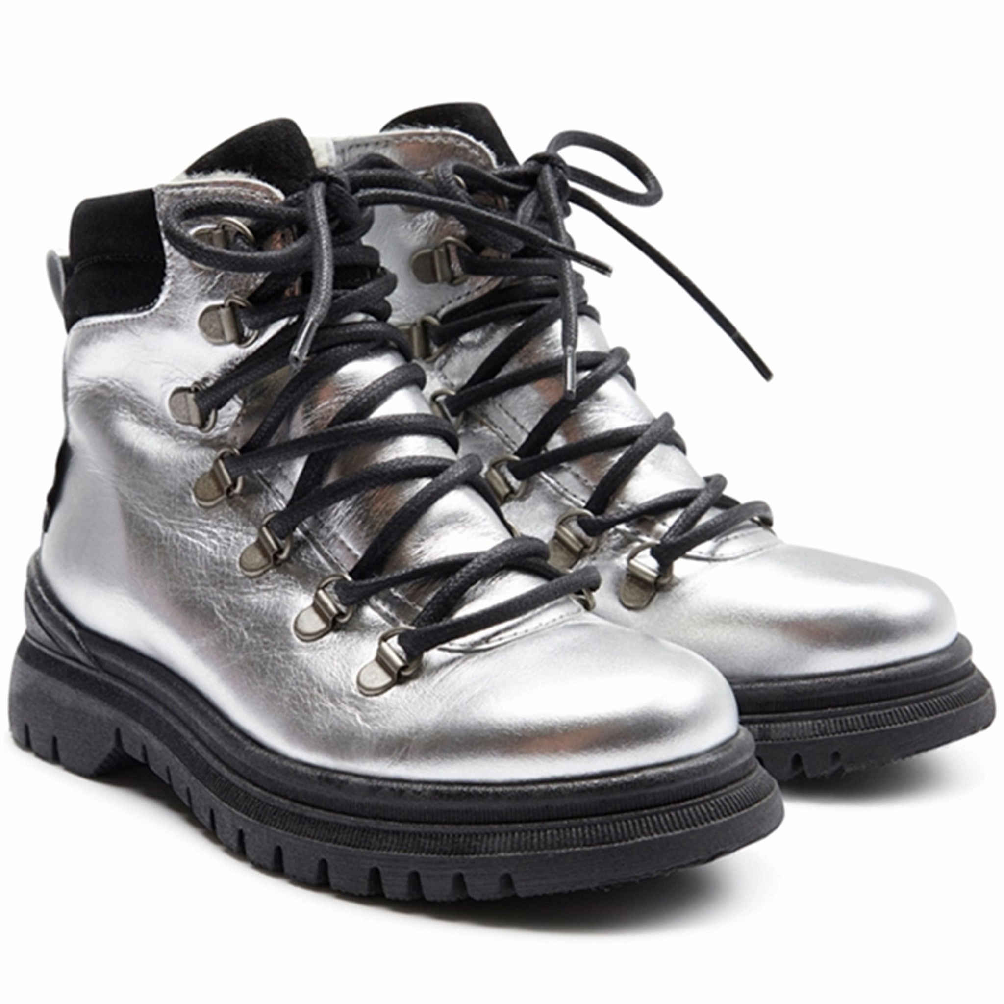 Angulus Tex Lace Boots With Zipper Silver/Black Crafted Ease