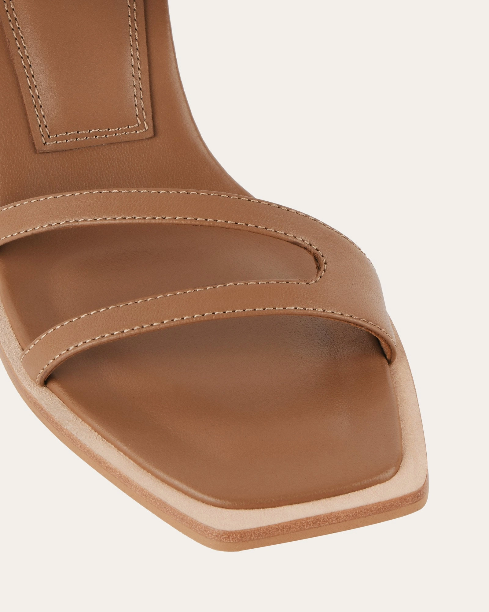 Casey High Heel Sandal Tan Leather Bold Details Contemporary Vibes