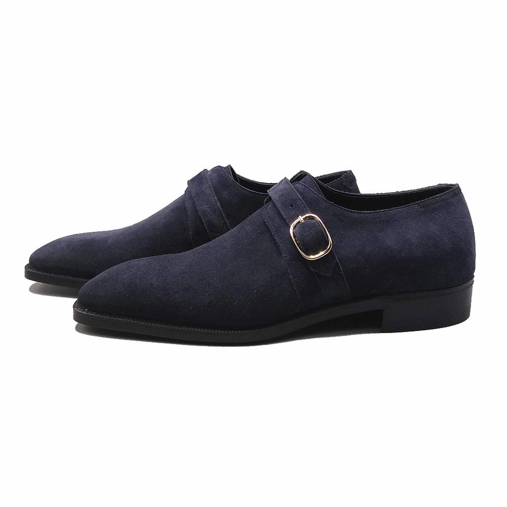 New Neutral Super Monk Shoe (Limited Edition Mto With The Hand) - Navy Suede