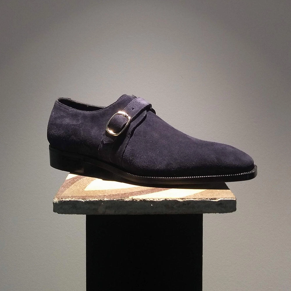 Super Monk Shoe (Limited Edition Mto With The Hand) - Navy Suede Lightweight Living