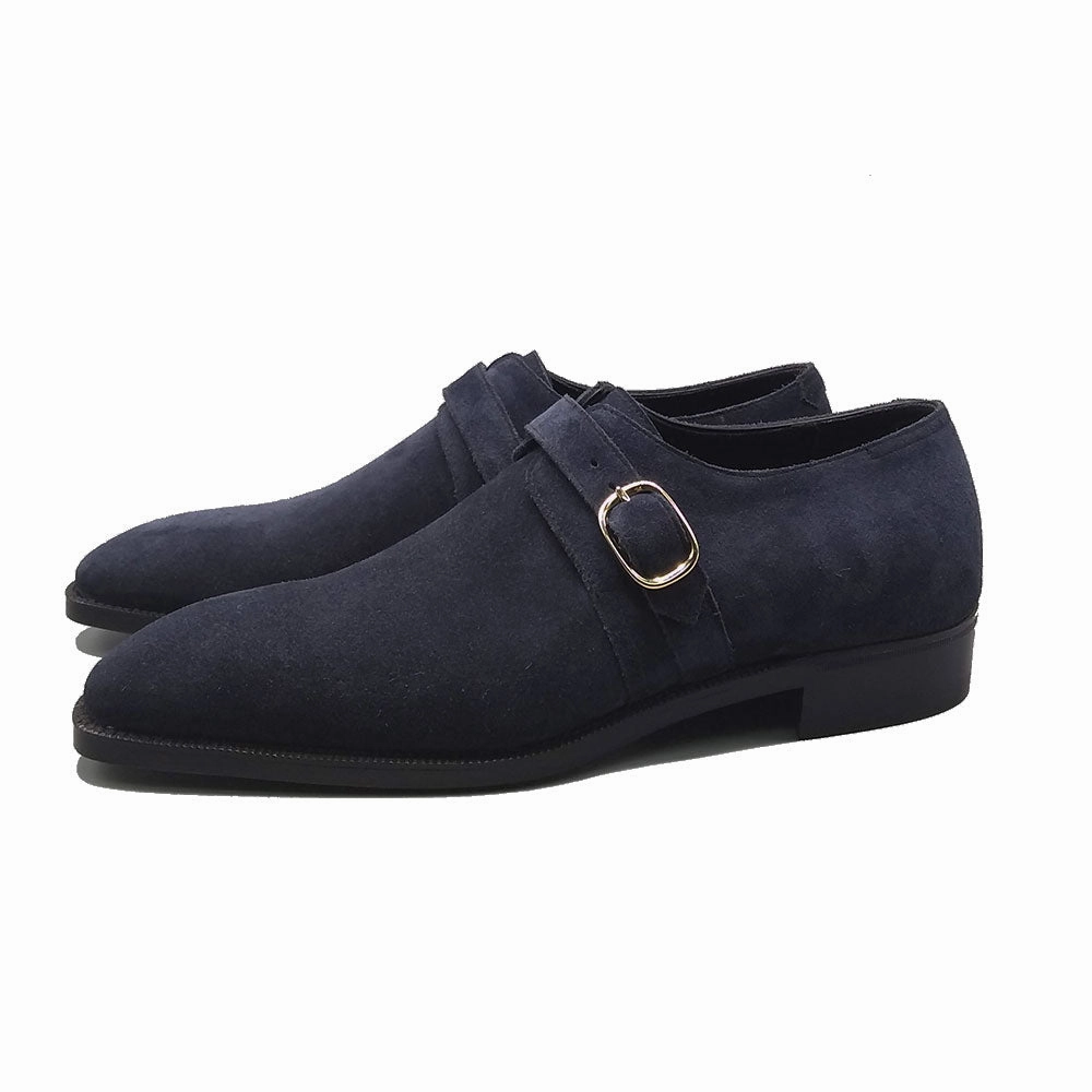 Essentials, Upgraded Low-Profile Style Super Monk Shoe (Limited Edition Mto With The Hand) - Navy Suede